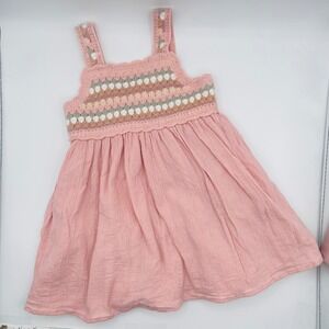 Haute Hippie Girls Crochet Top Pink Gauze‎ Dress Lined Feminine Toddler Size 2T